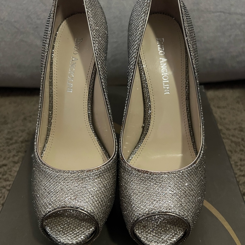 Enzo Angiolini Gold Peep-Toe Pumps